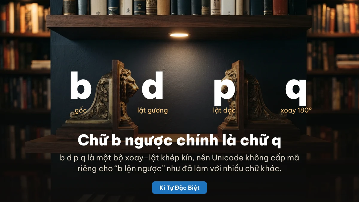 Chữ b ngược chính là chữ q — bộ b d p q xoay lật khép kín