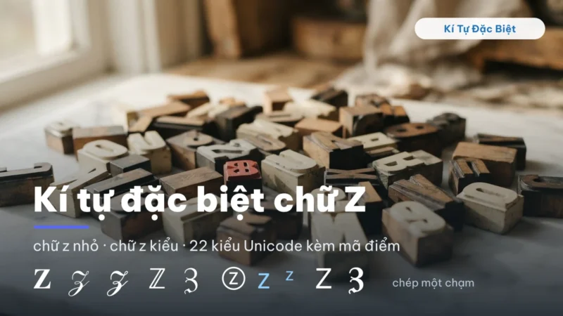 Kí tự đặc biệt chữ Z — chữ z nhỏ và chữ z kiểu trên khối chữ in
