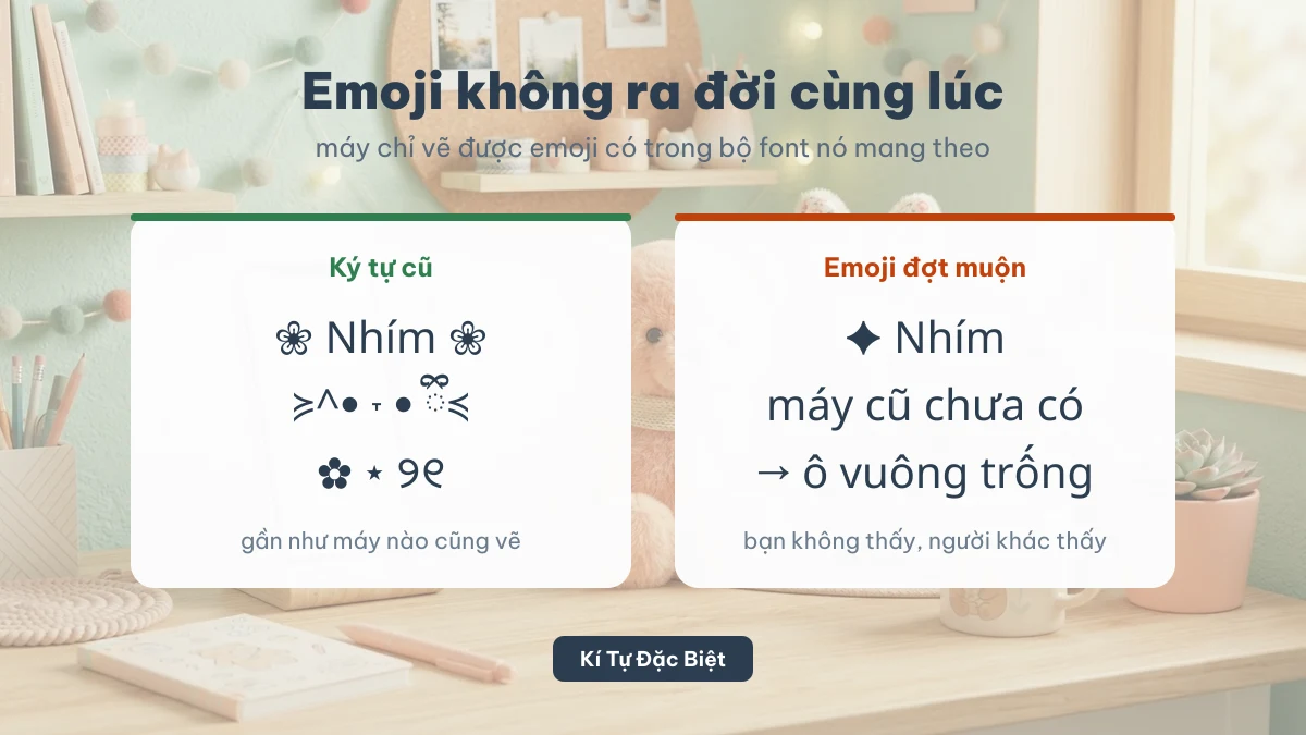 Chọn emoji cũ để tên không thành ô vuông trên máy người khác