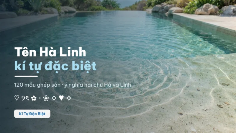 Tên Hà Linh kí tự đặc biệt trên nền mặt nước gợn sóng
