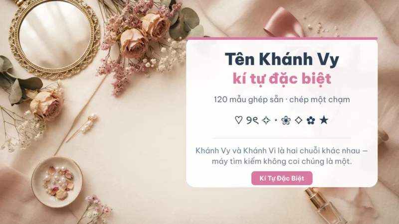 Tên Khánh Vy kí tự đặc biệt với 120 mẫu ghép sẵn