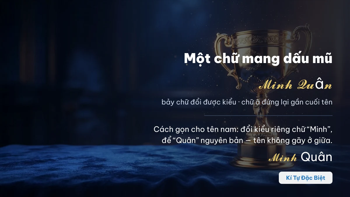 Chữ â trong tên Minh Quân không đổi được sang chữ kiểu