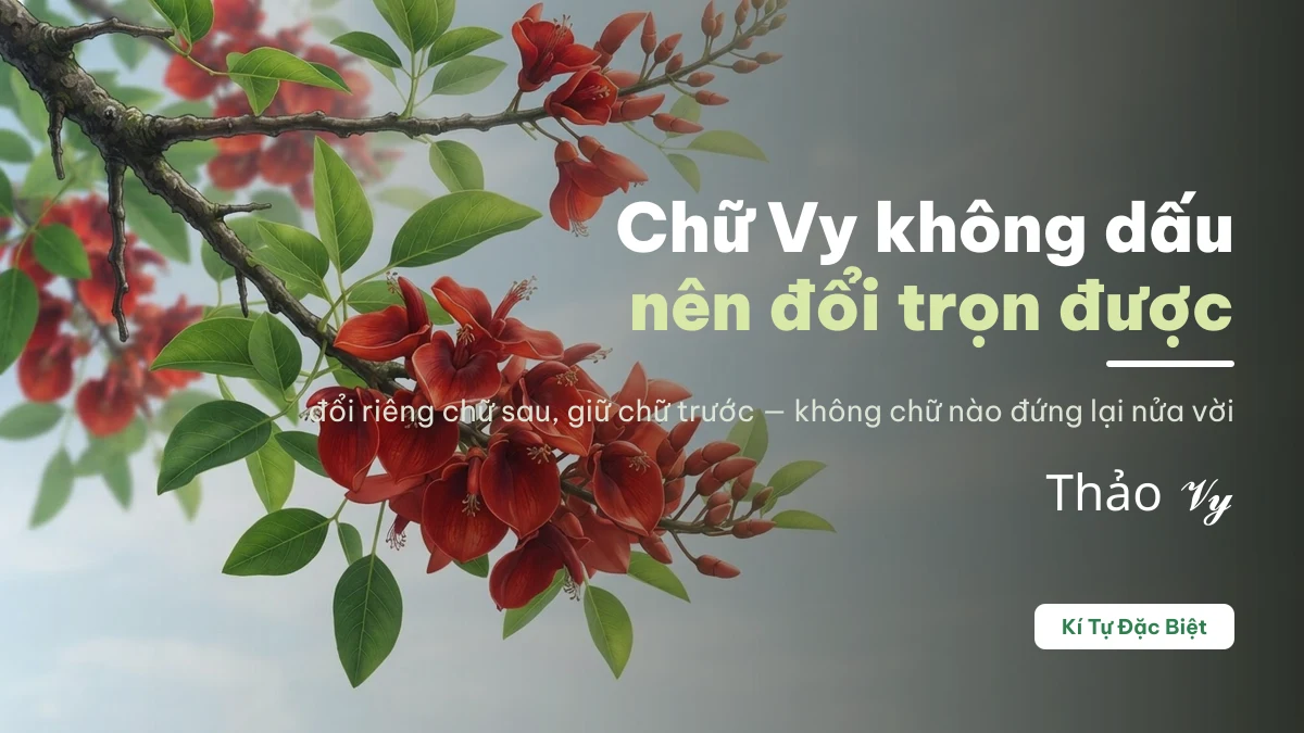 Đổi kiểu chữ riêng cho chữ Vy vì nó không mang dấu