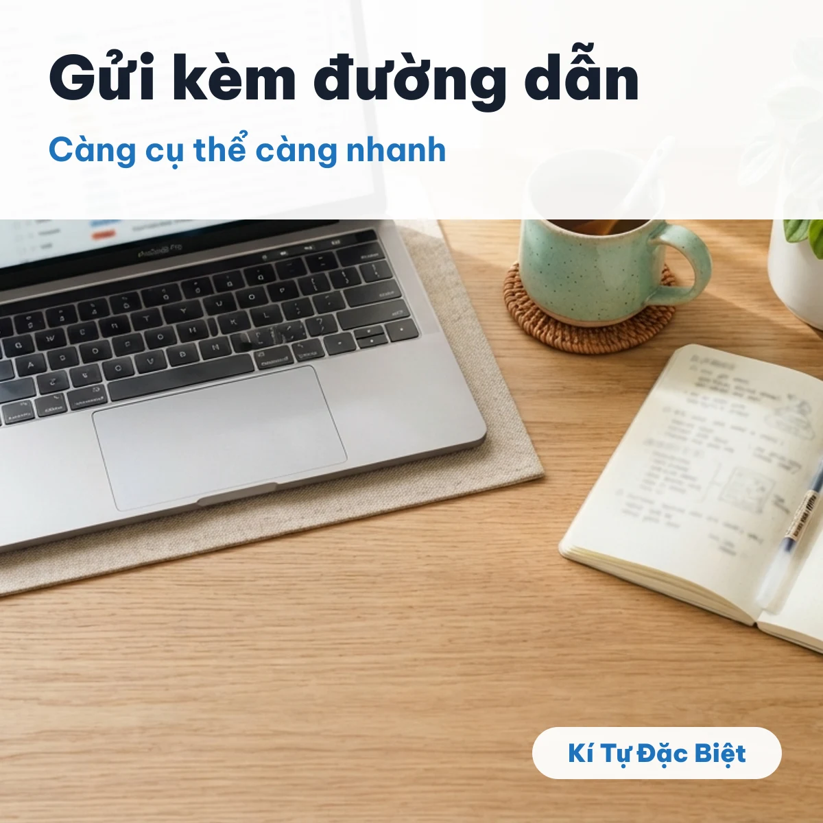 Laptop và sổ tay trên bàn gỗ minh hoạ báo cáo kèm đường dẫn cụ thể