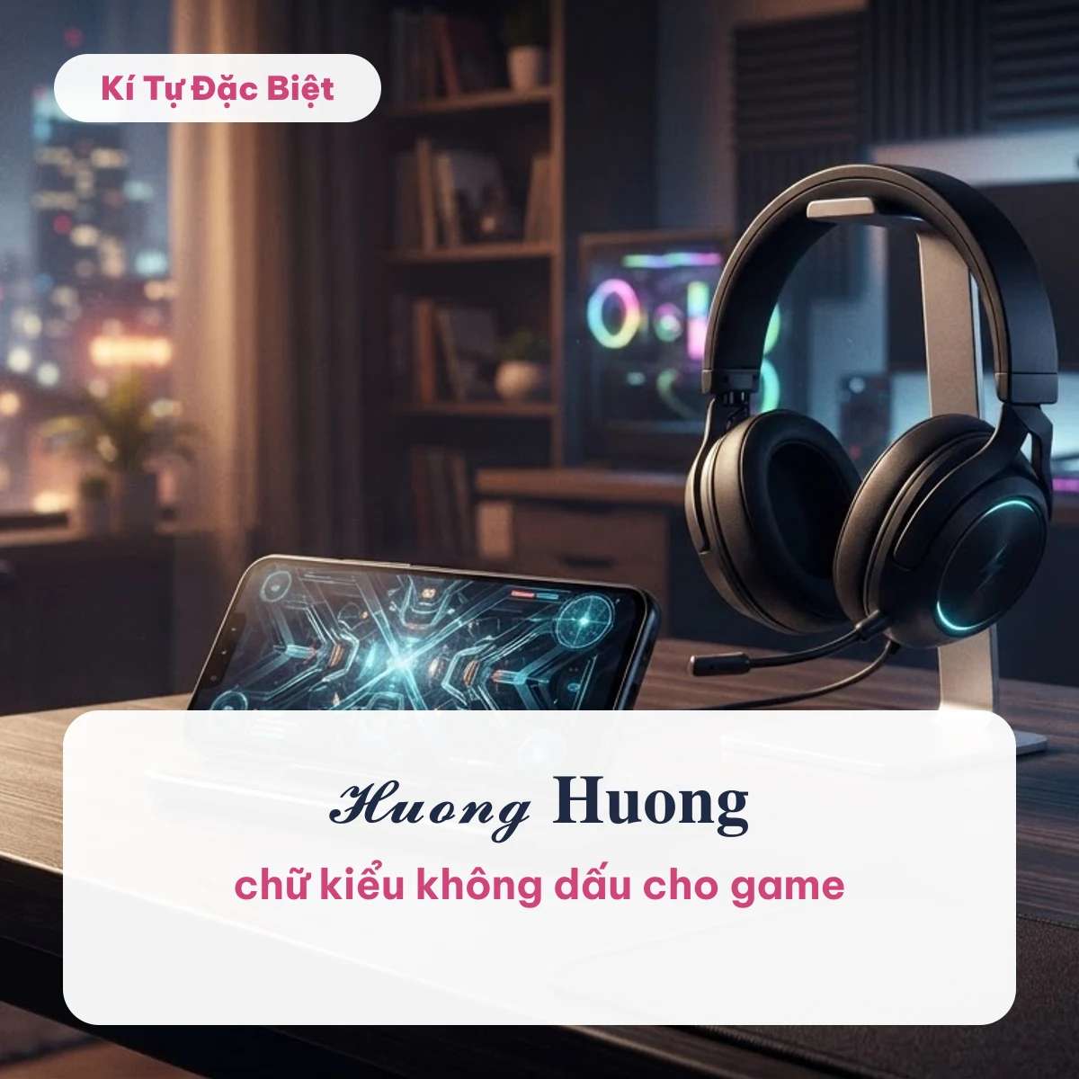 Tên Huong chữ kiểu cho game trên nền tai nghe và máy tính bảng chơi game