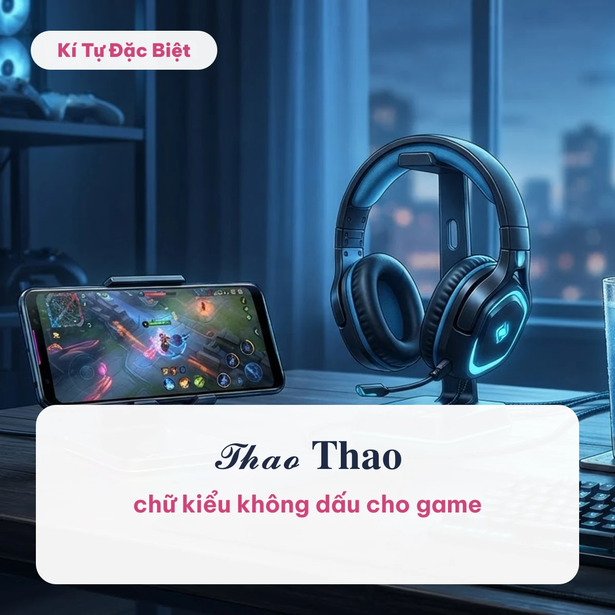 Tên Thao chữ kiểu cho game trên nền tai nghe và điện thoại chơi game